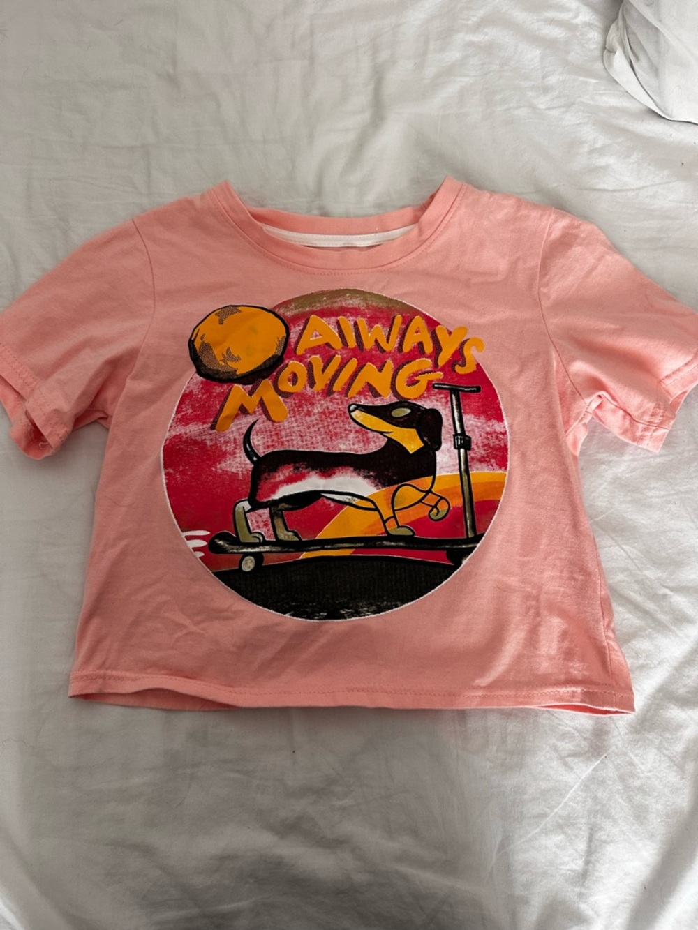 3 for $6 Pink Crop Tee with 'Always Moving' Graphic